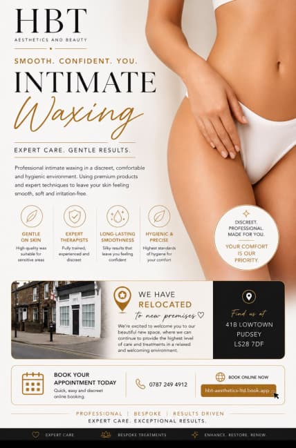 Intimate waxing — smooth, confident, expert care at HBT Aesthetics